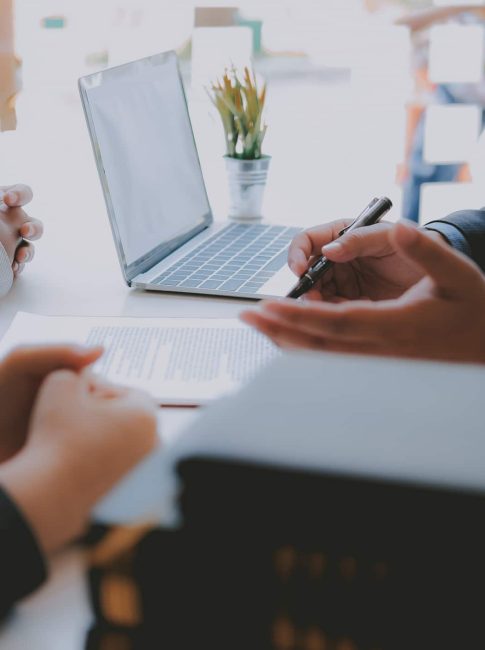 lawyer insurance broker consulting giving legal advice to couple customer about buying renting house. financial advisor with mortgage loan investment contract. Real Estate Agent selling real estate property